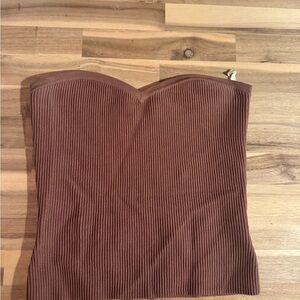 Babaton Chocolate Ribbed Tube Top